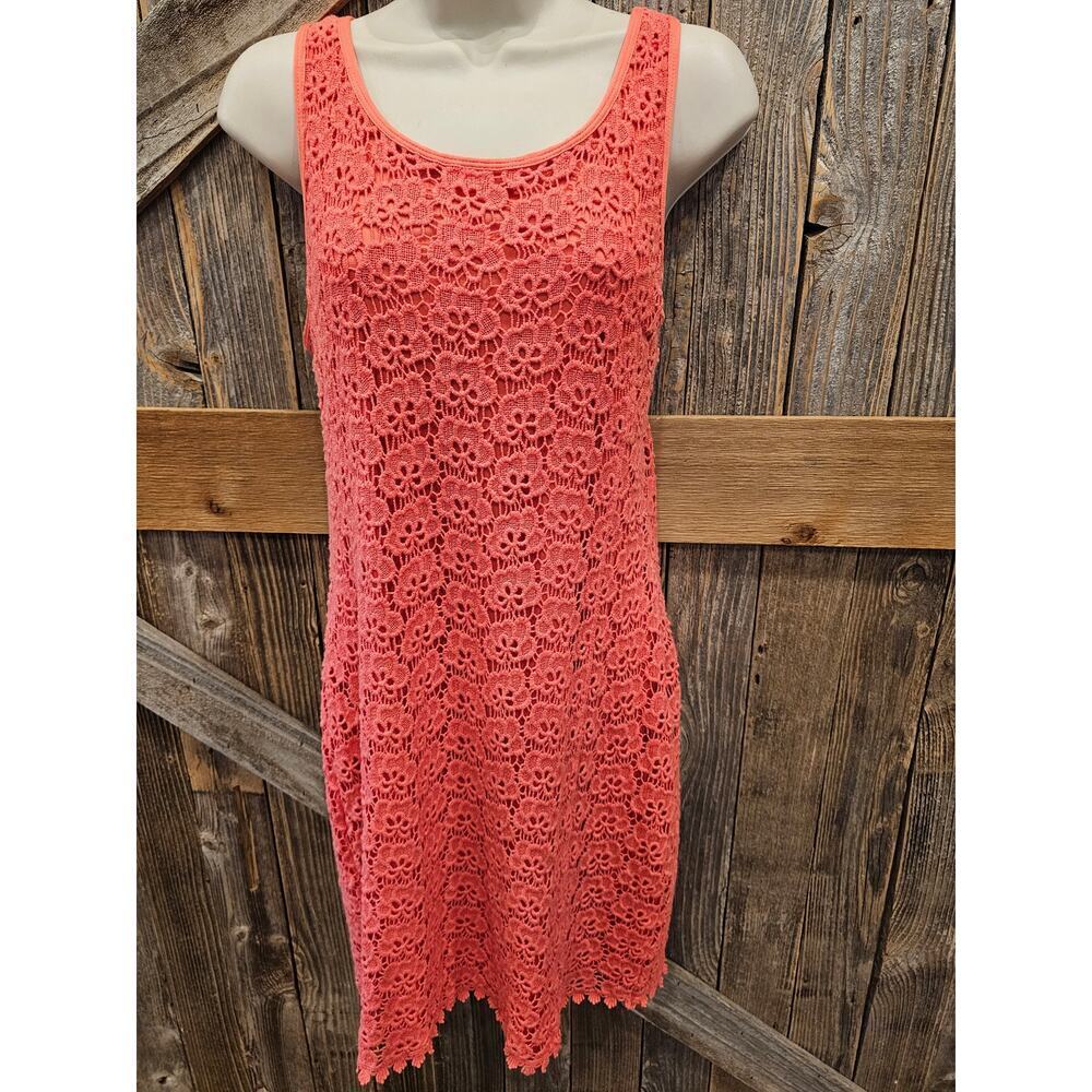 size 12 lace Overlay pink side zip sundress lined casual cover up summer shift